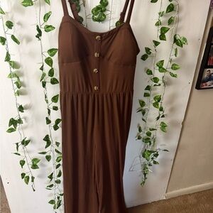 No Boundaries Brown Jumpsuit